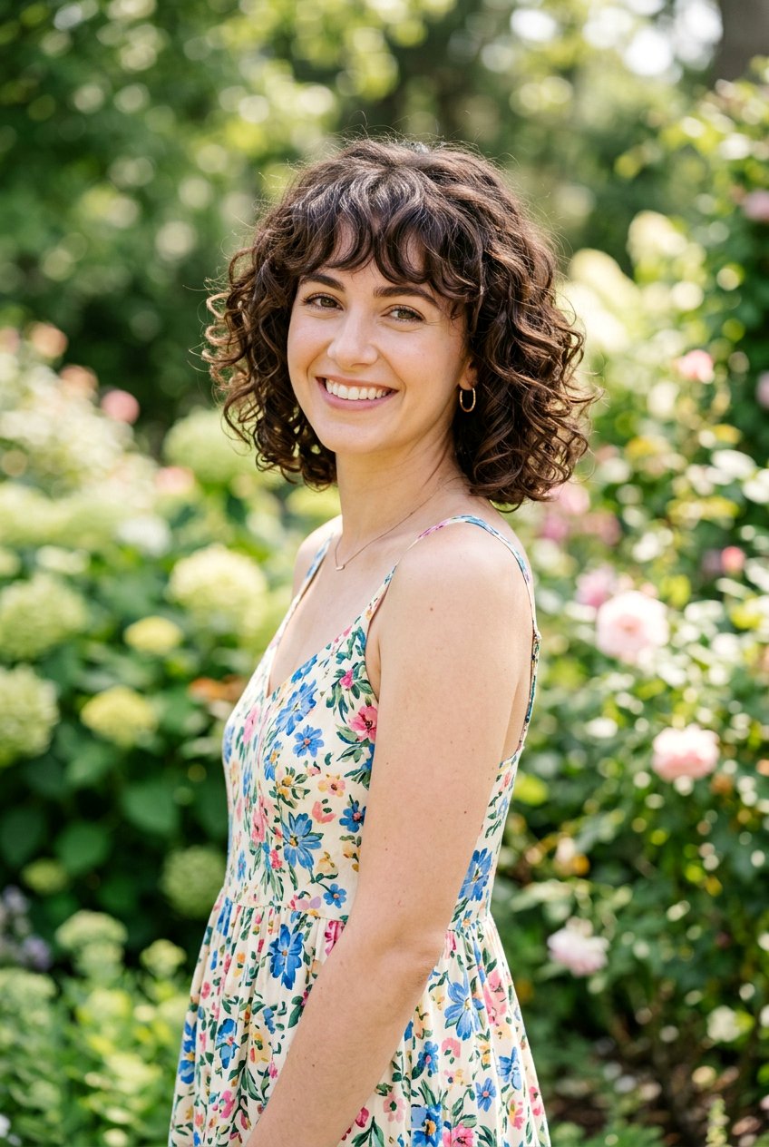 Neck Length Curly Bob With Layered Bangs - 20 mature curly bob with bangs - 20 mature curly bob with bangs