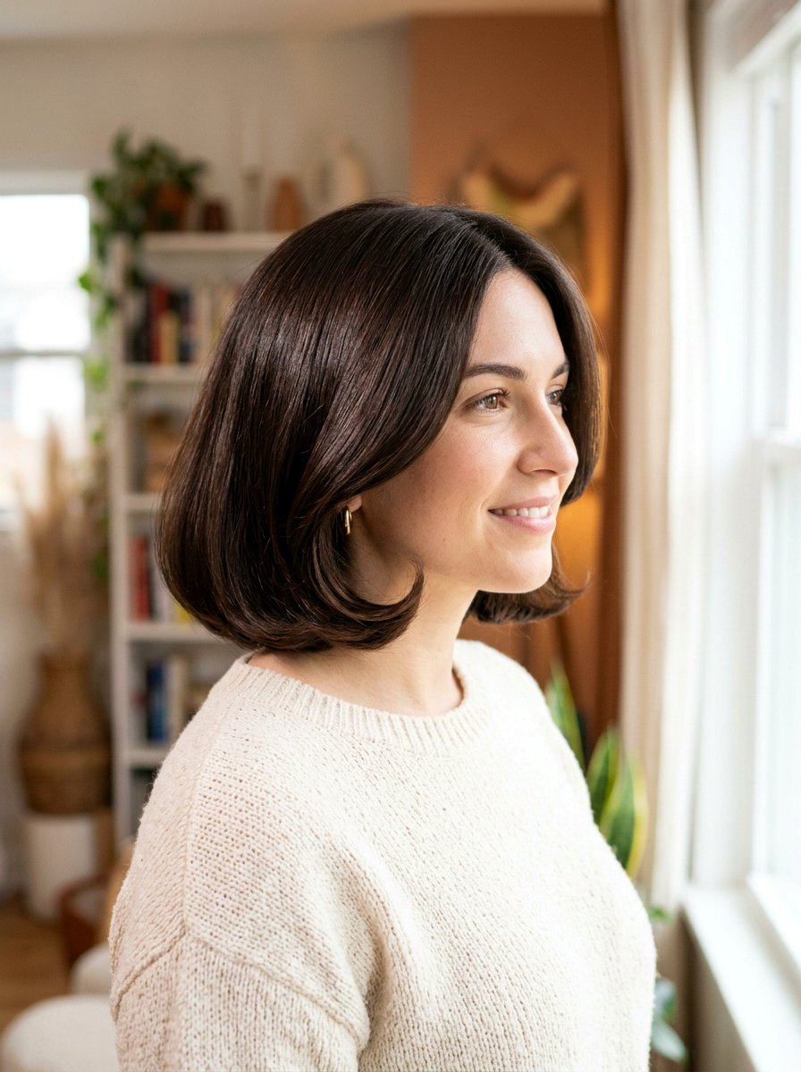 Neck Length Glossy Blowout Bob - 20 glossy blowout bob for mature women - 20 glossy blowout bob for mature women