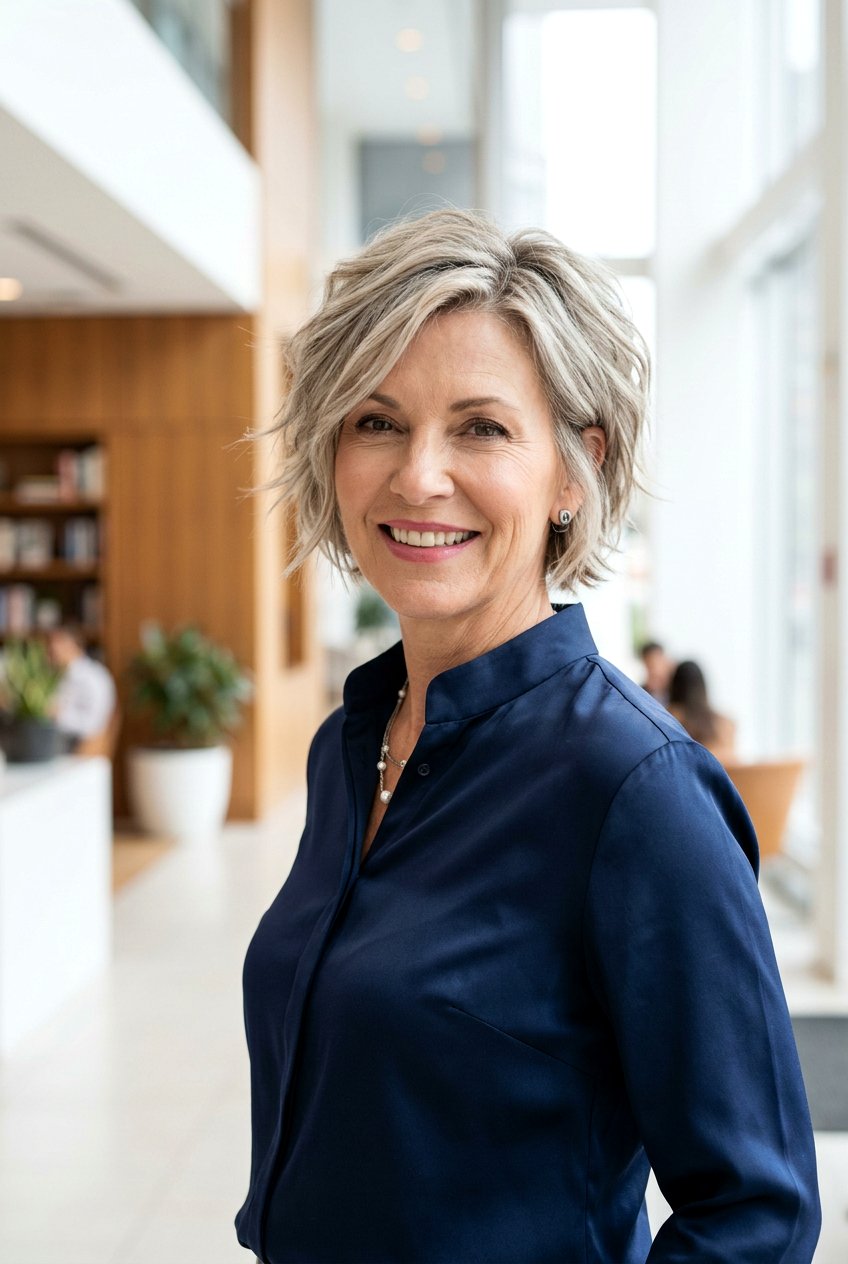 Neck Length Textured Crop - 20 business hairstyle for women over 50 - 20 business hairstyle for women over 50