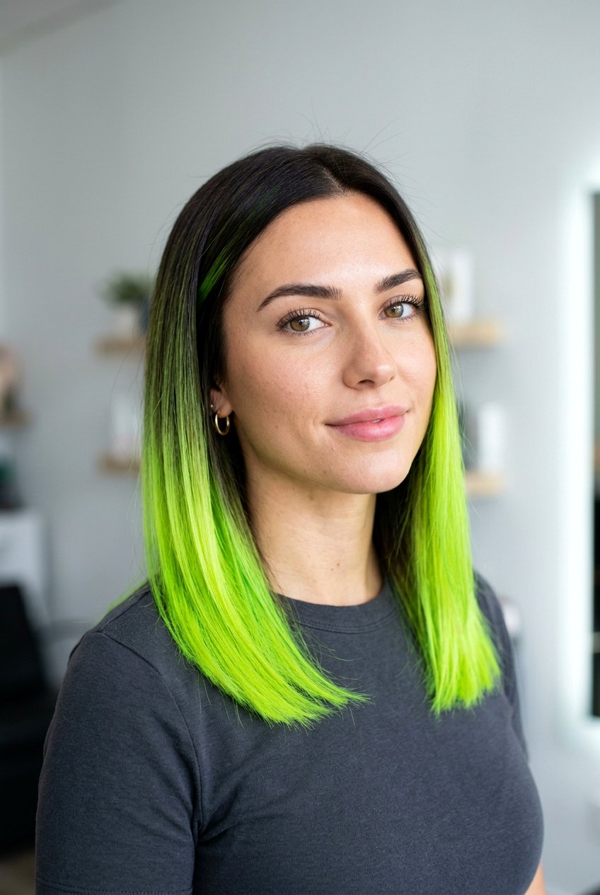 Neon Green Dip Dye Hair - 20 neon green hair color - 20 neon green hair color