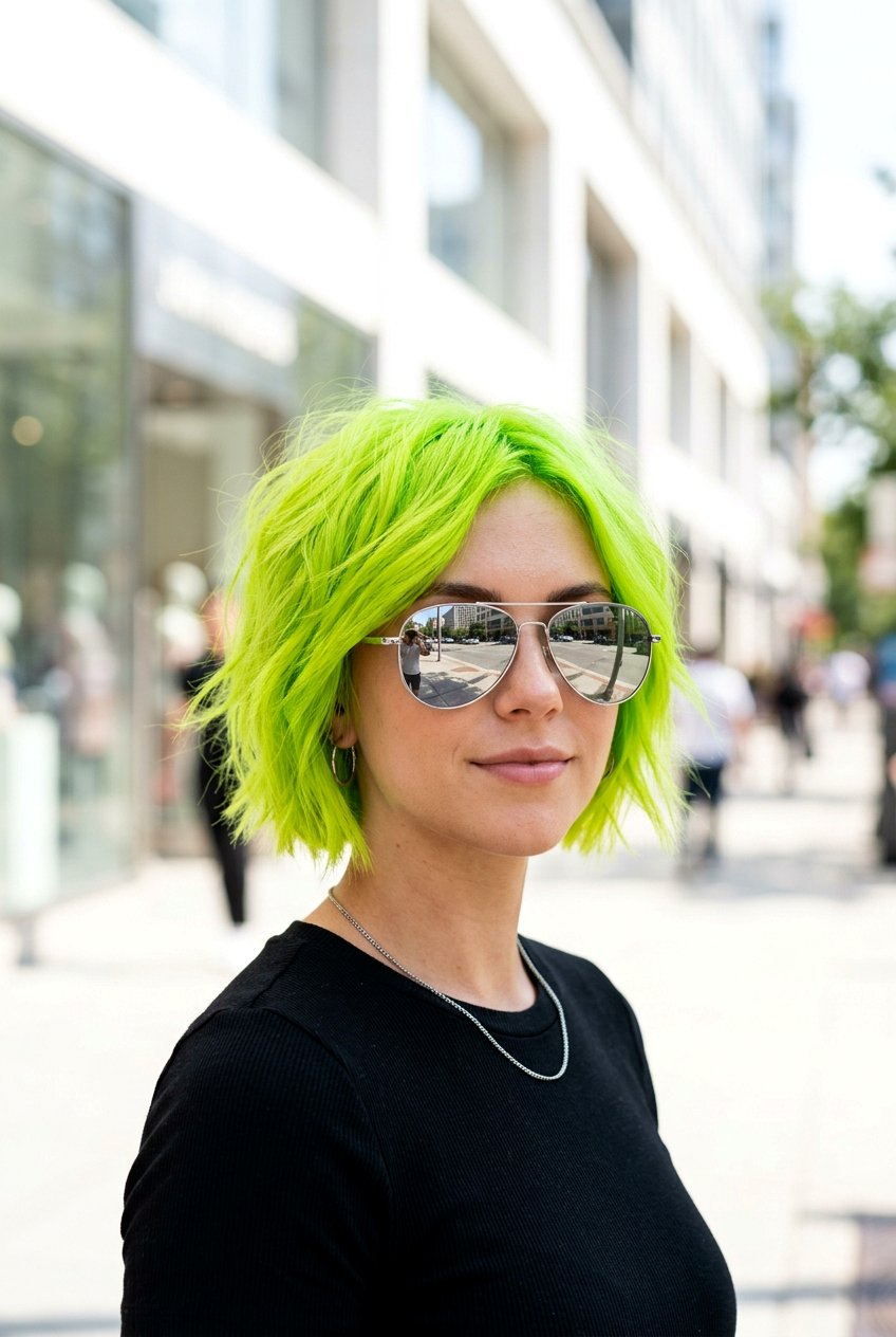 Neon Green Hair - 20 festival hair color ideas - 20 festival hair color ideas
