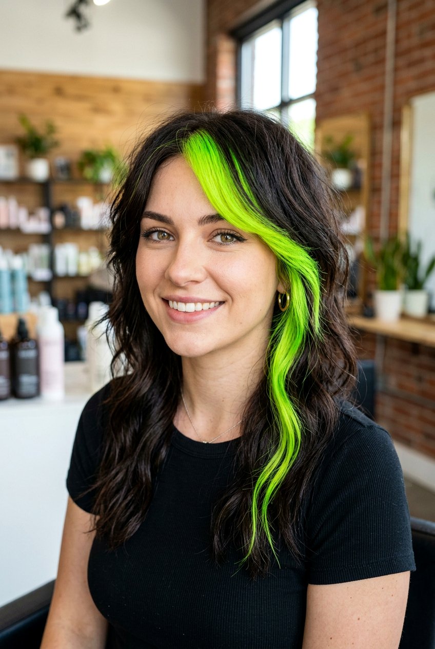 Neon Green Skunk Stripe Hair - 20 skunk stripe hair color - 20 skunk stripe hair color