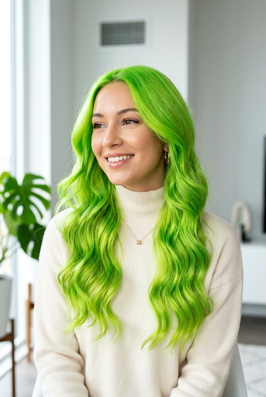 Neon Green Soft Waves Hair Color - 20 neon green hair color - 20 neon green hair color