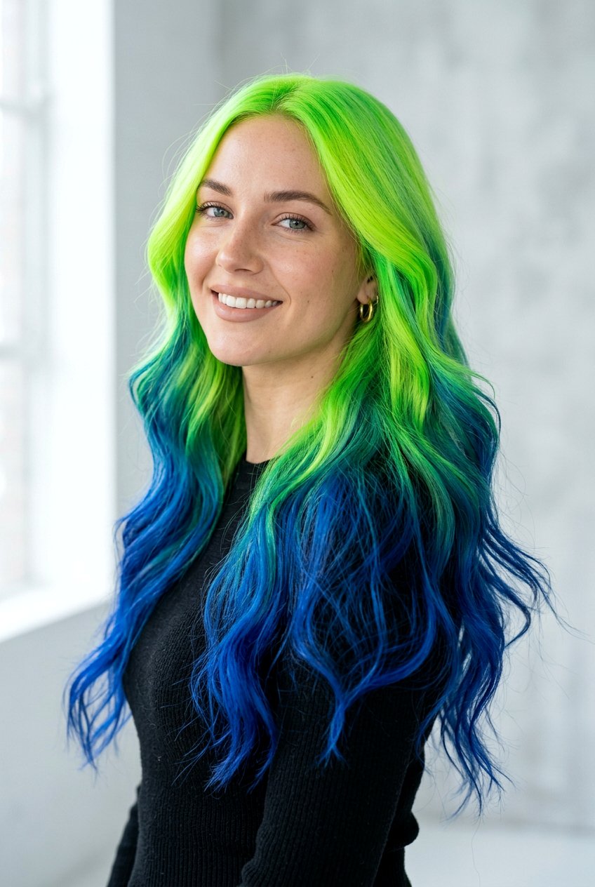 Neon Green and Blue Hair - 20 neon green hair color - 20 neon green hair color