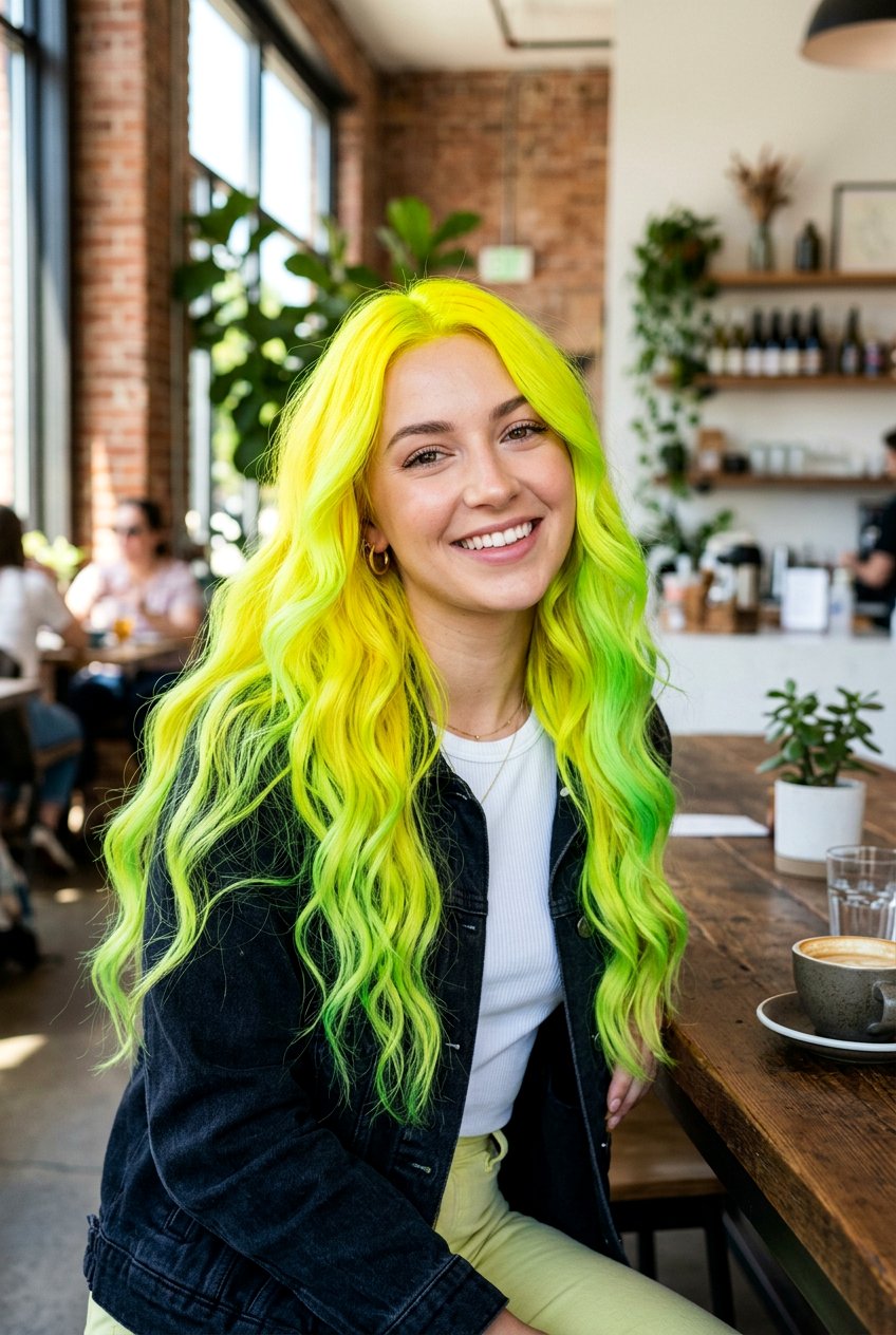 Neon Green and Yellow Hair - 20 neon green hair color - 20 neon green hair color
