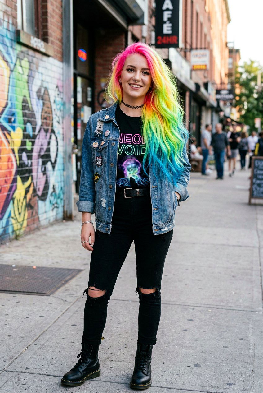 Neon Rainbow Hair Color - 20 rainbow hair color ideas - 20 rainbow hair color ideas