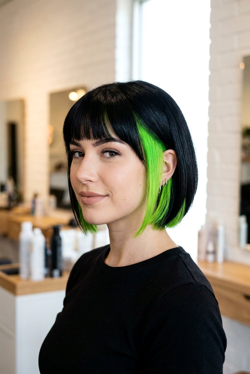 Neon green underlayer black hair - 20 underlayer hair color ideas - 20 underlayer hair color ideas