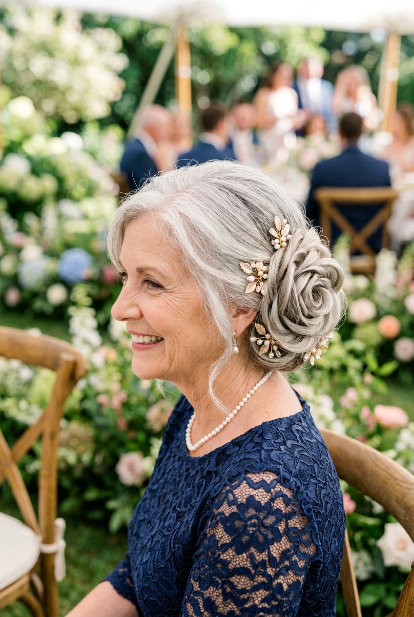 Nested Rose Bun - 20 polished wedding bun for older women - 20 polished wedding bun for older women