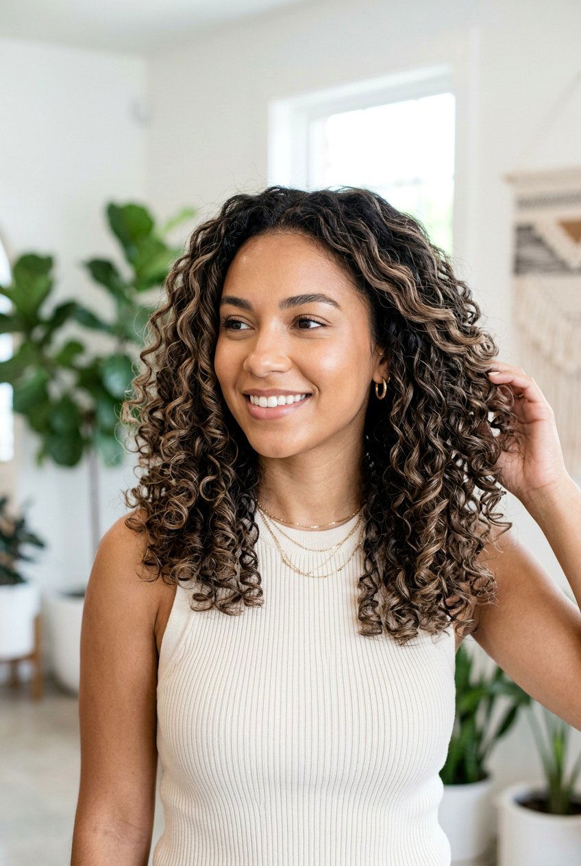 Neutral Brown Balayage On Curly Hair - 20 neutral brown balayage - 20 neutral brown balayage