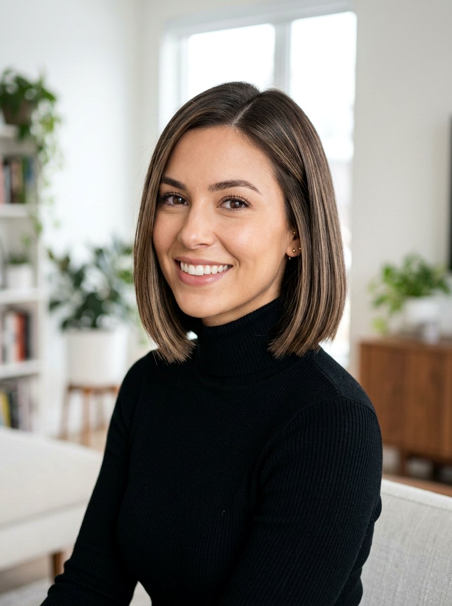 Neutral Brunette With Babylights On Bob Haircut - 20 neutral brunette with babylights - 20 neutral brunette with babylights