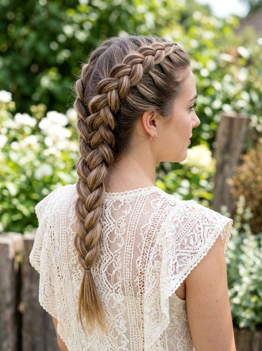 Neutral Brunette With Babylights On Braided Hairstyle - 20 neutral brunette with babylights - 20 neutral brunette with babylights