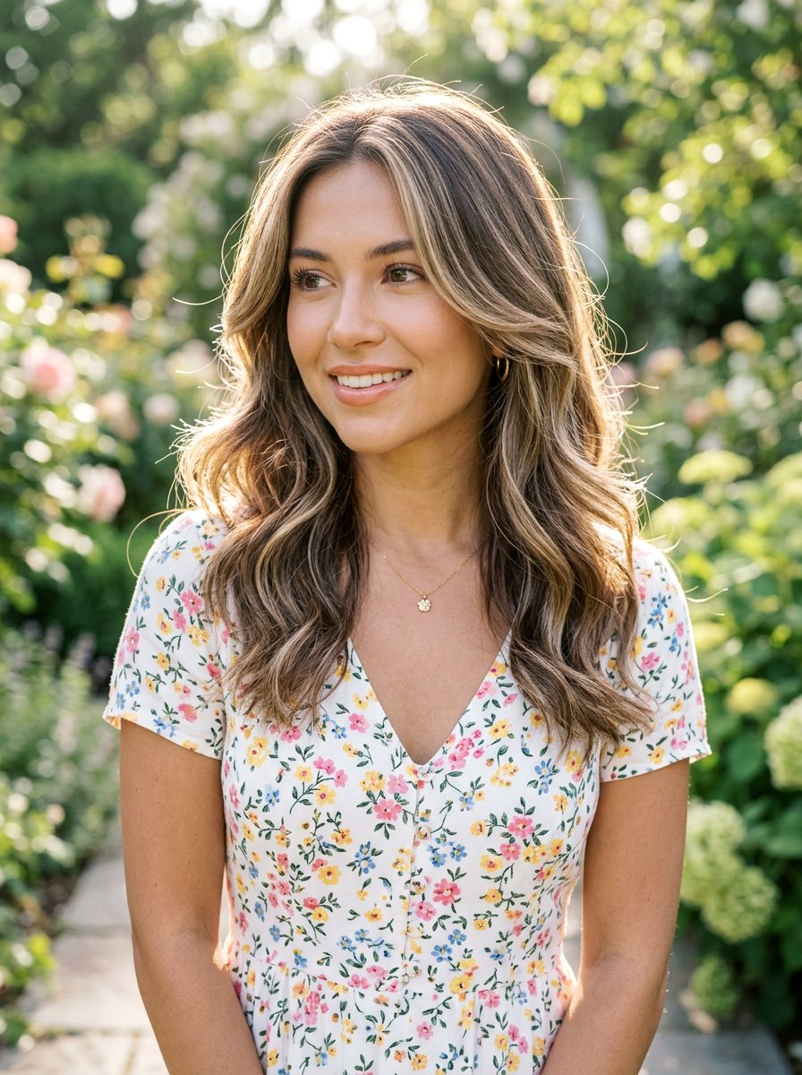 Neutral Brunette With Babylights On Face Framing Layers - 20 neutral brunette with babylights - 20 neutral brunette with babylights