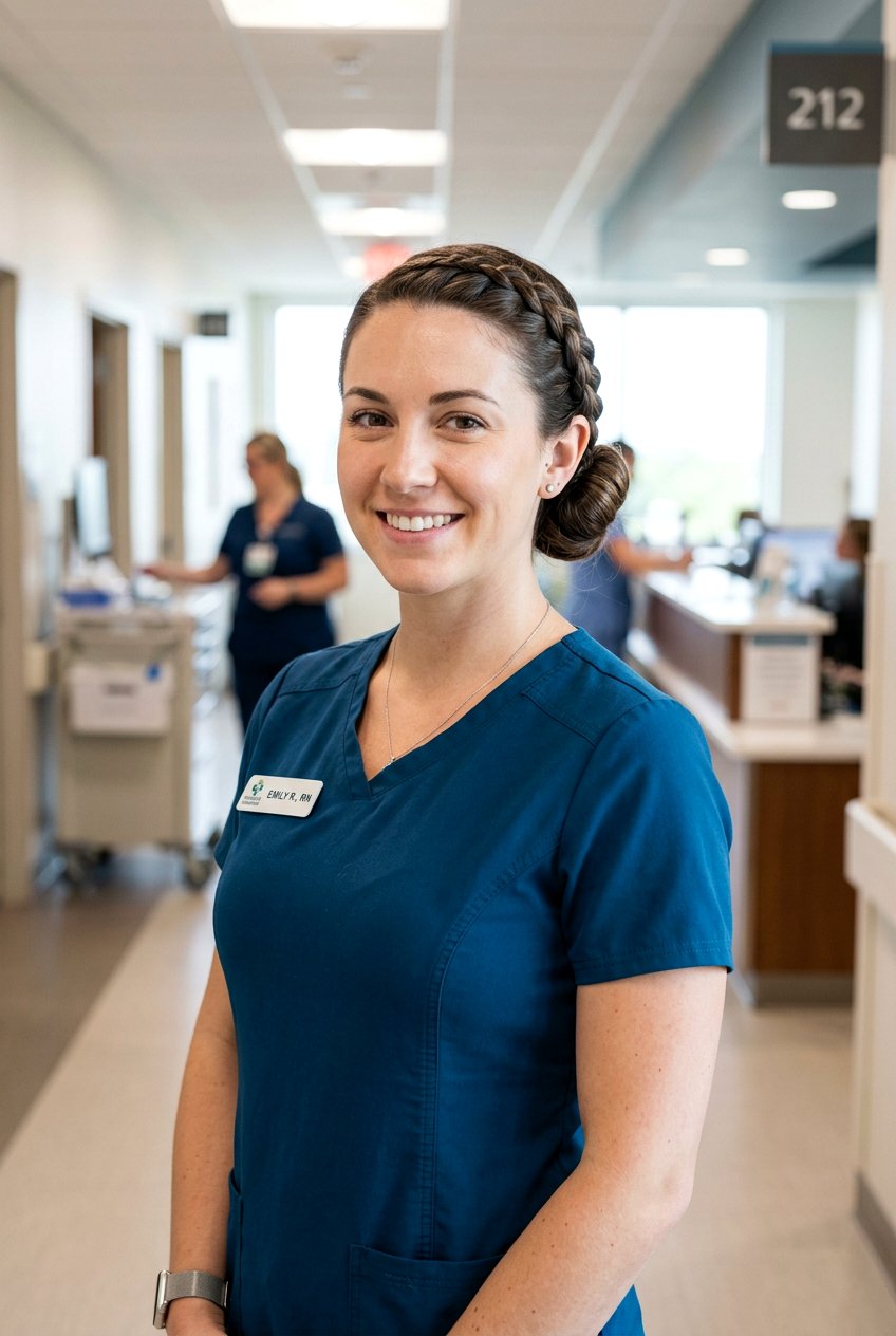 Nurse Bun With Single Side Braid - 20 nurse bun hairstyles - 20 nurse bun hairstyles