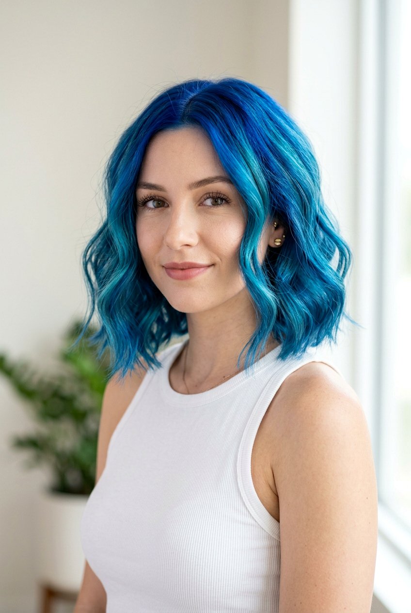 Ocean Blue Wavy Bob Hair Color - 20 ocean blue hair color - 20 ocean blue hair color
