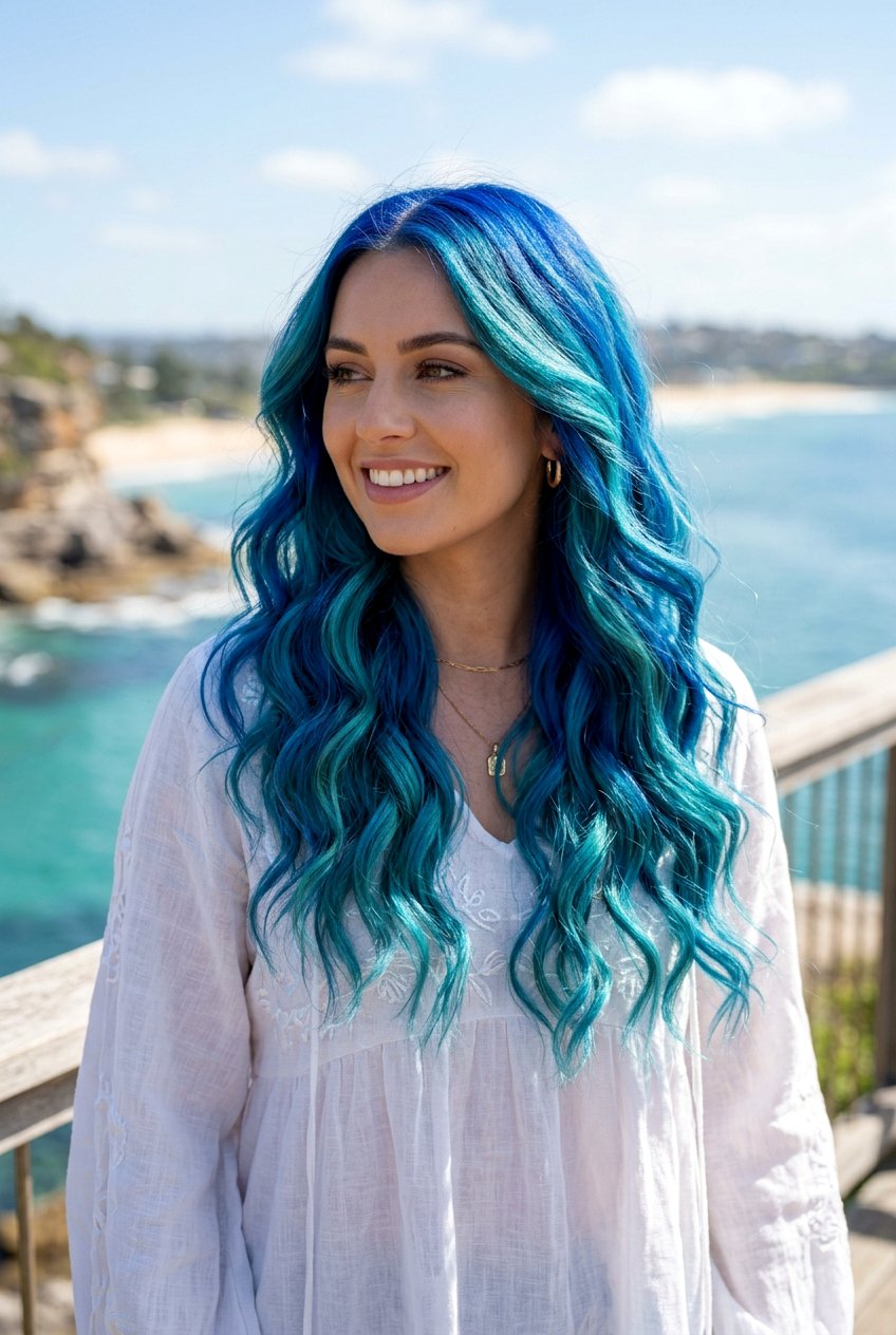 Ocean Blue and Teal Blend Hair Color - 20 ocean blue hair color - 20 ocean blue hair color