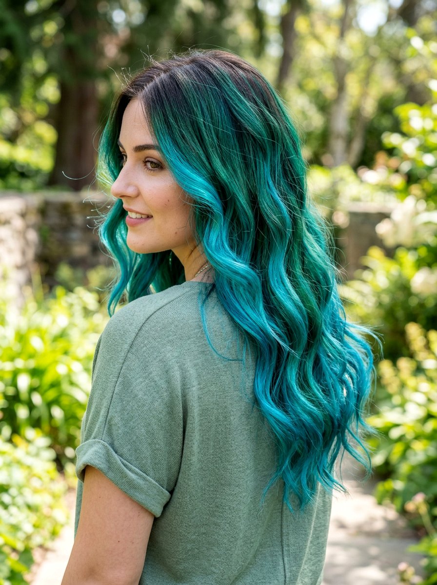 Ocean Teal And Green Balayage - 20 ocean teal balayage - 20 ocean teal balayage