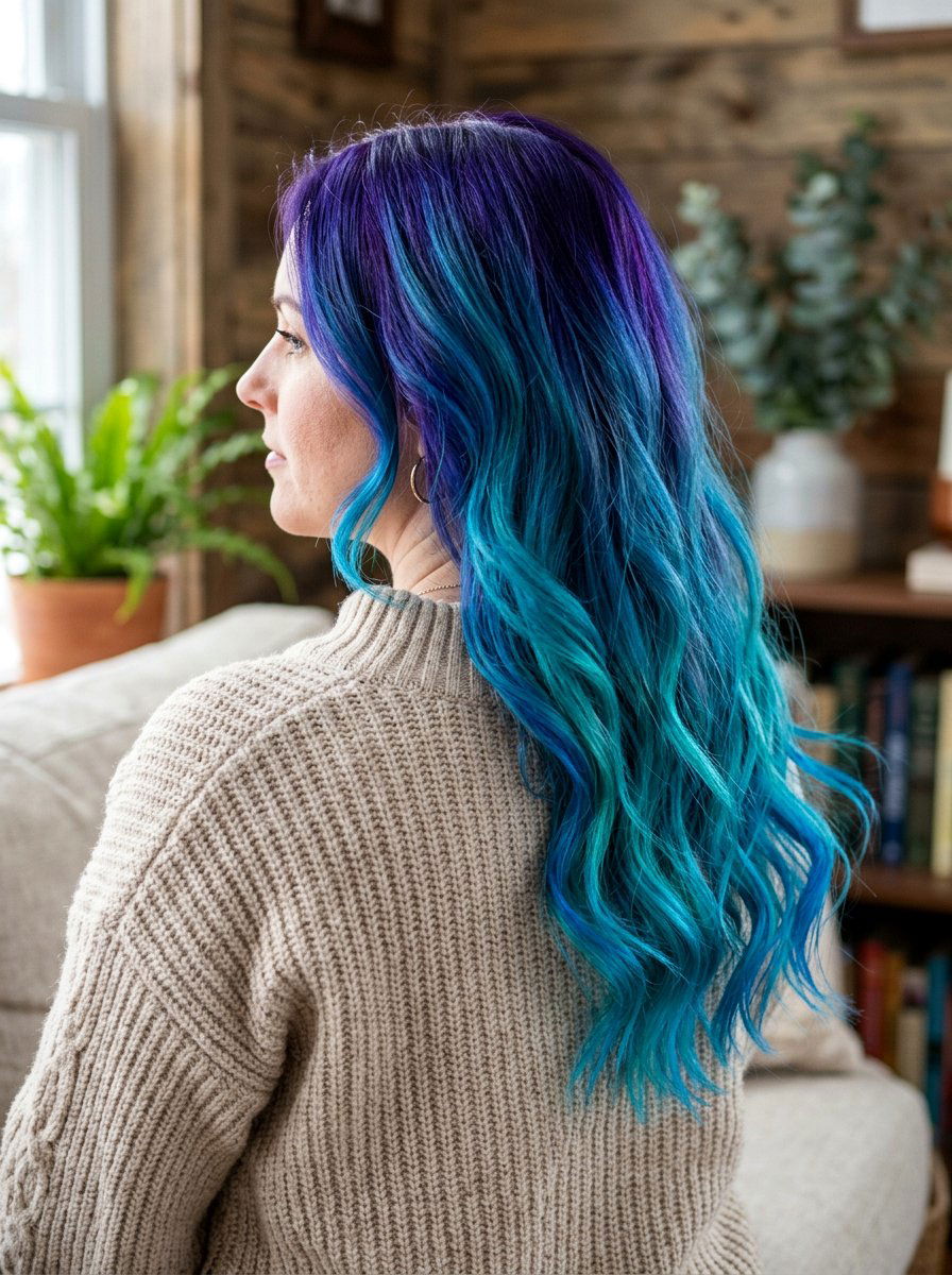 Ocean Teal And Purple Balayage - 20 ocean teal balayage - 20 ocean teal balayage