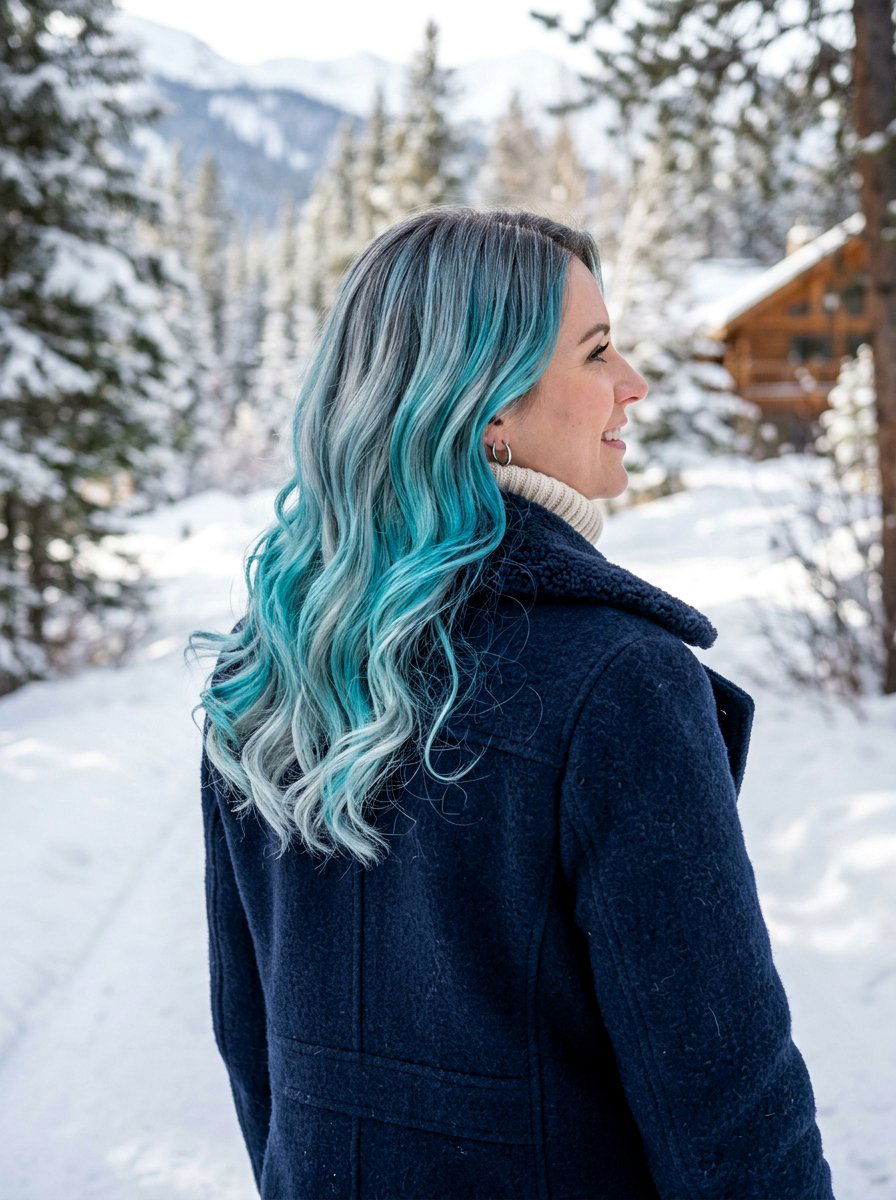 Ocean Teal And Silver Balayage - 20 ocean teal balayage - 20 ocean teal balayage