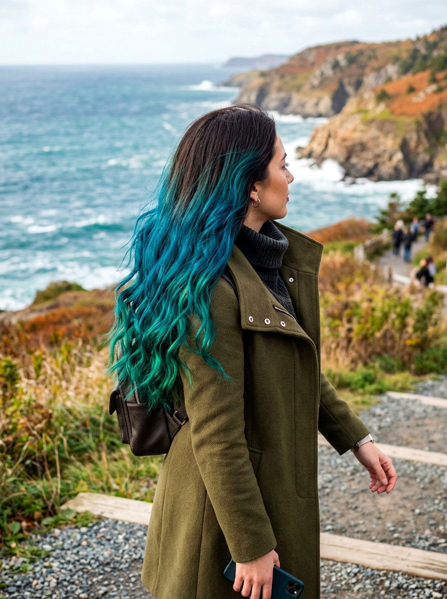 Ocean Teal Ombre Balayage - 20 ocean teal balayage - 20 ocean teal balayage