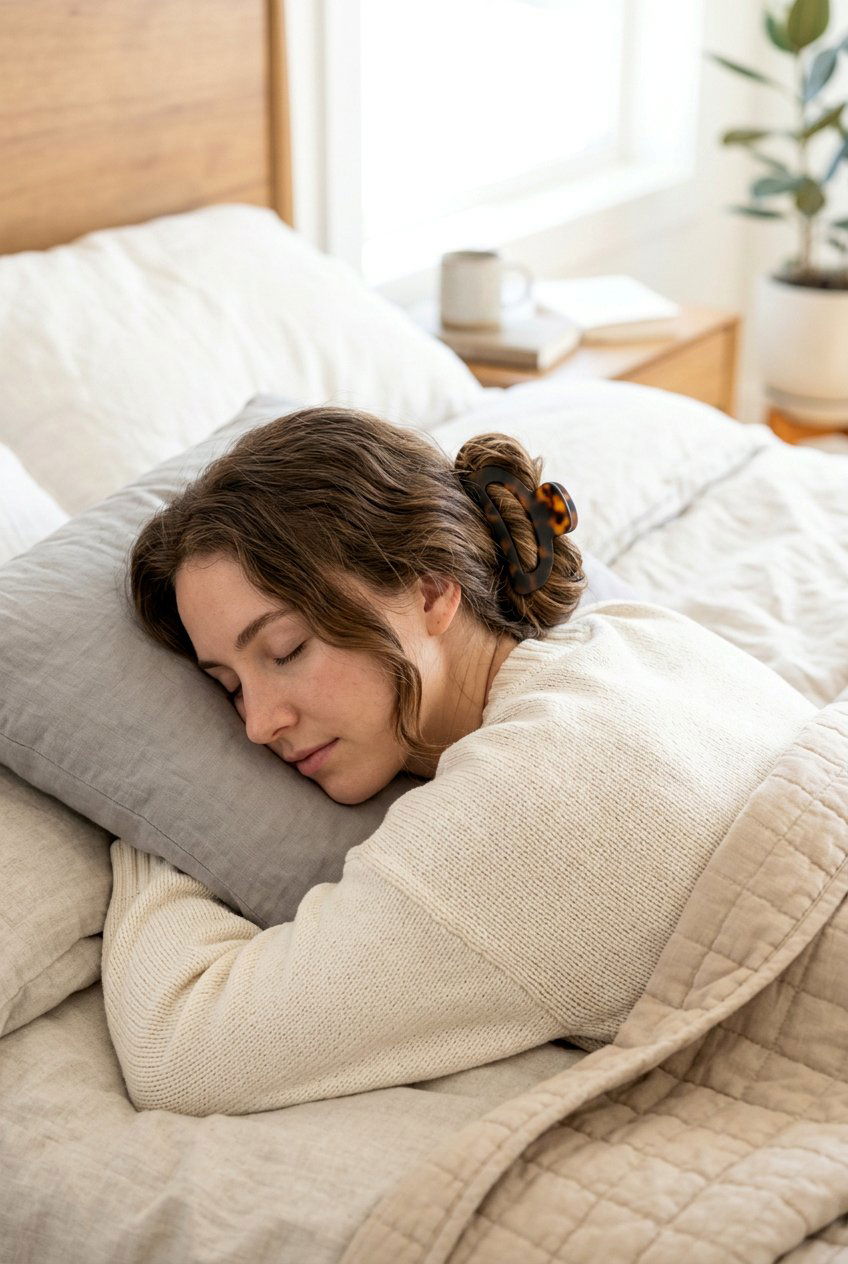 Offset Bun Sleeping Clip - 20 overnight claw clip hairstyle - 20 overnight claw clip hairstyle