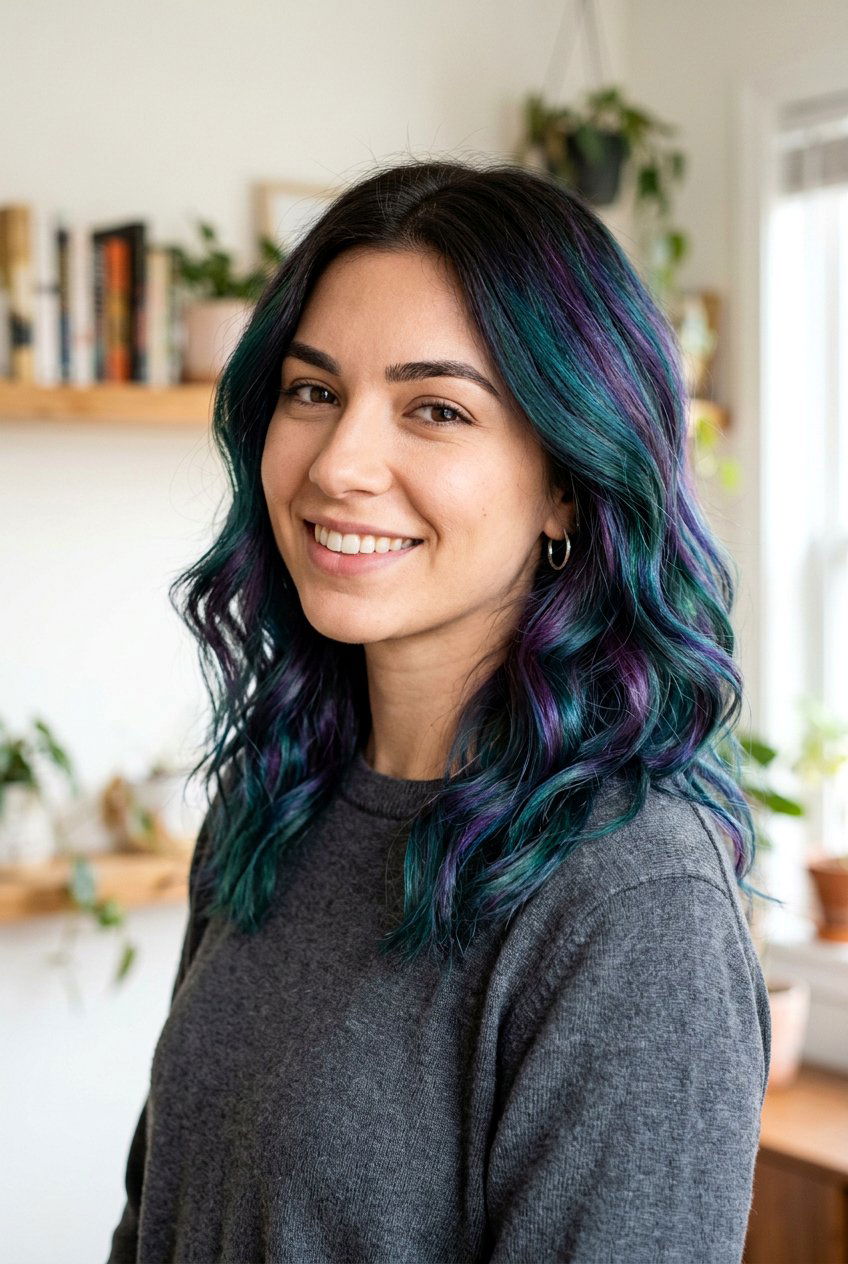 Oil Slick Hair Color with Dark Roots - 20 oil slick hair color