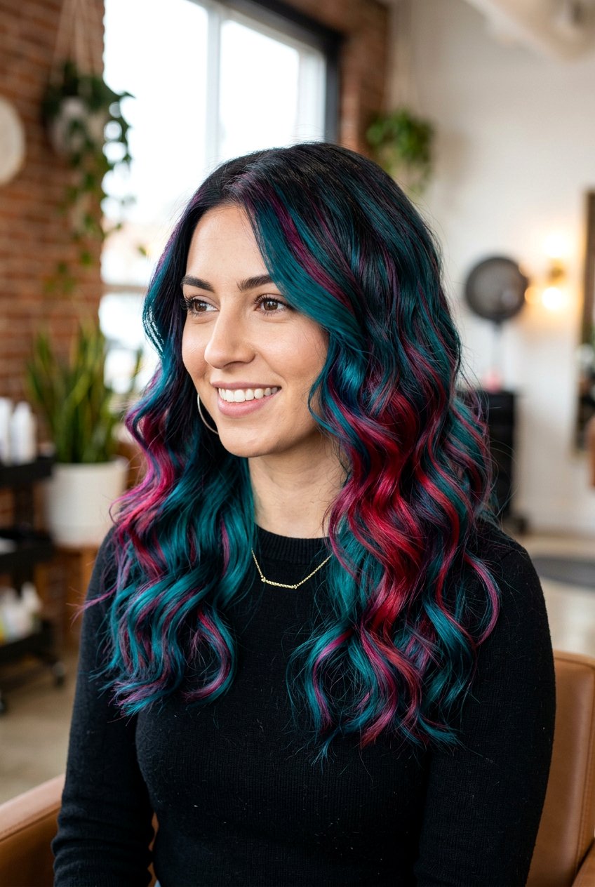 Oil Slick Hair Color with Teal and Magenta - 20 oil slick hair color - 20 oil slick hair color