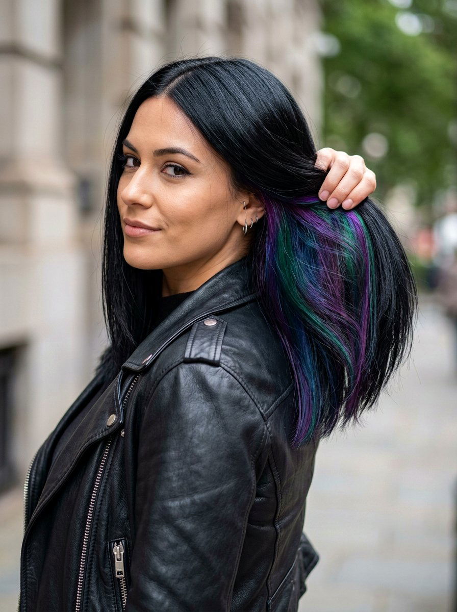 Oil Slick Holographic Peekaboo Hair - 20 holographic peekaboo hair - 20 holographic peekaboo hair