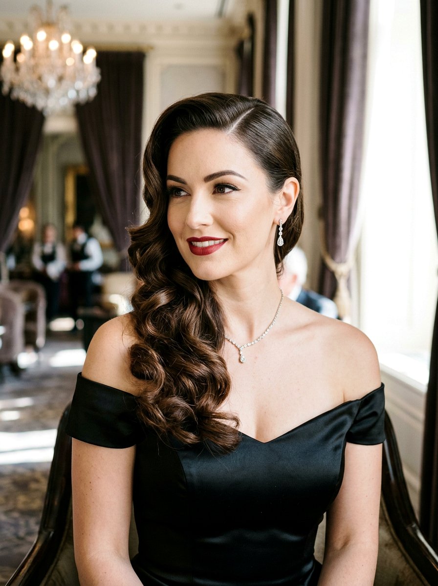 Old Hollywood Side Swept Curls With Deep Side Part - 20 old hollywood side swept curls - 20 old hollywood side swept curls