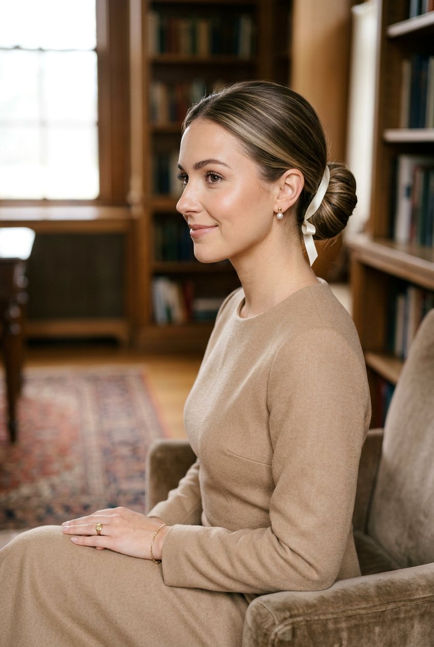 Old Money Bun With Minimal Accessories - 20 old money bun hairstyle - 20 old money bun hairstyle