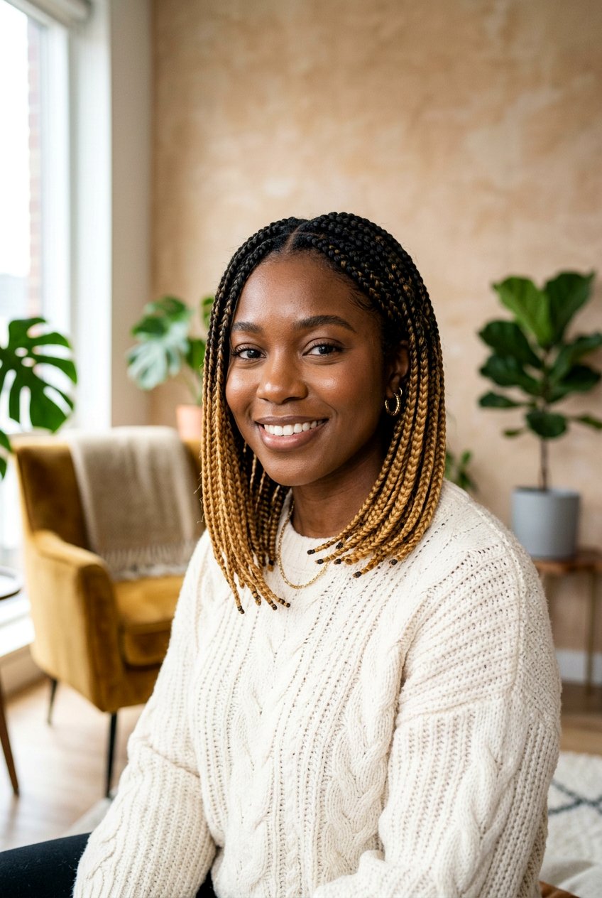 Ombre Bob Box Braids - 20 box braids bob hairstyle - 20 box braids bob hairstyle