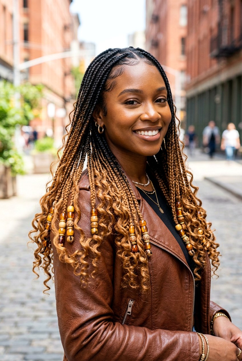 Ombre Bohemian Knotless Braids With Beads - 20 bohemian knotless braids with beads - 20 bohemian knotless braids with beads