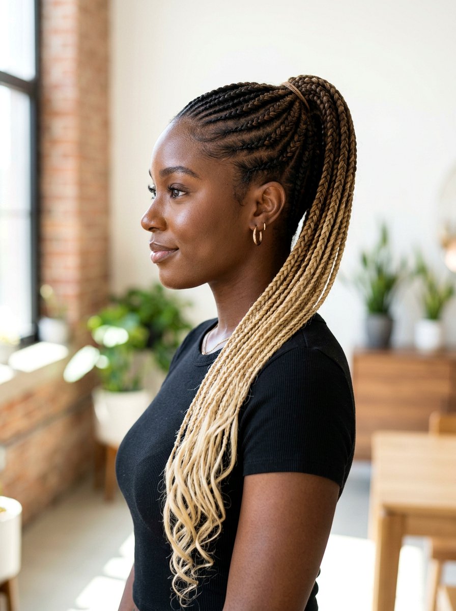 Ombre Braided Ponytail - 20 ponytail hairstyles for black women - 20 ponytail hairstyles for black women