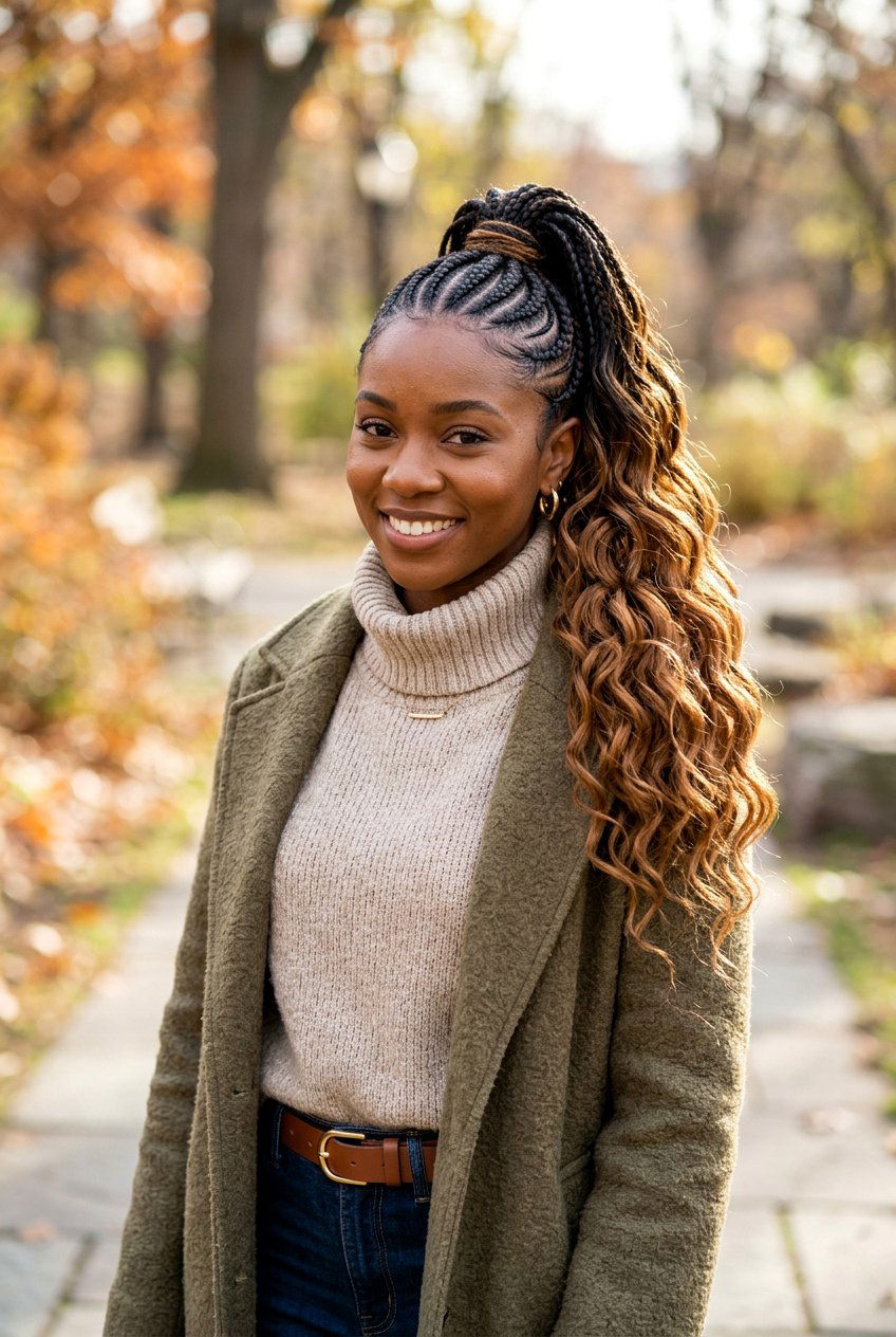 Ombre Cornrow Ponytail With Weave - 20 cornrows into ponytail with weave - 20 cornrows into ponytail with weave