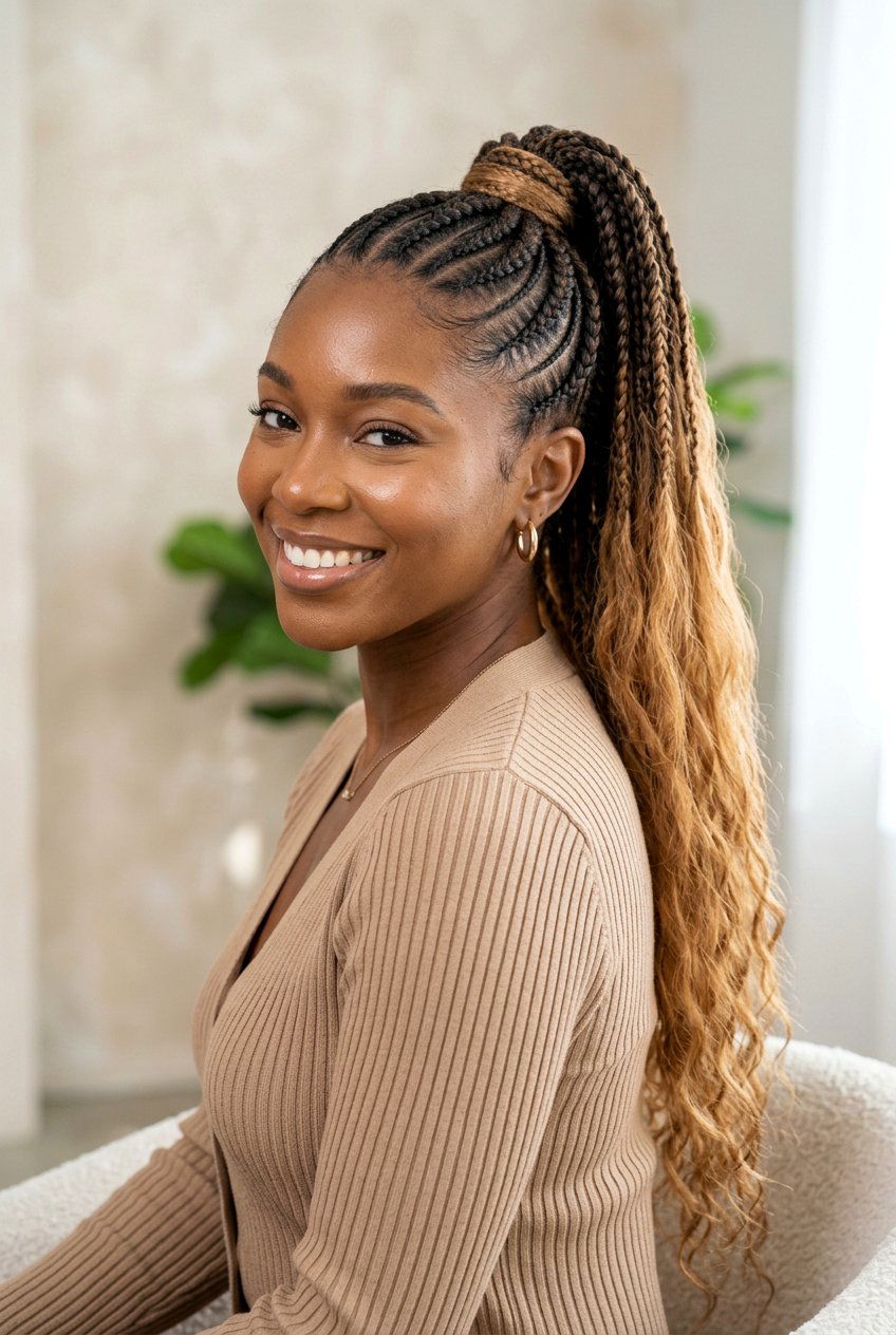 Ombre Cornrow Ponytail - 20 cornrow ponytail for black women - 20 cornrow ponytail for black women