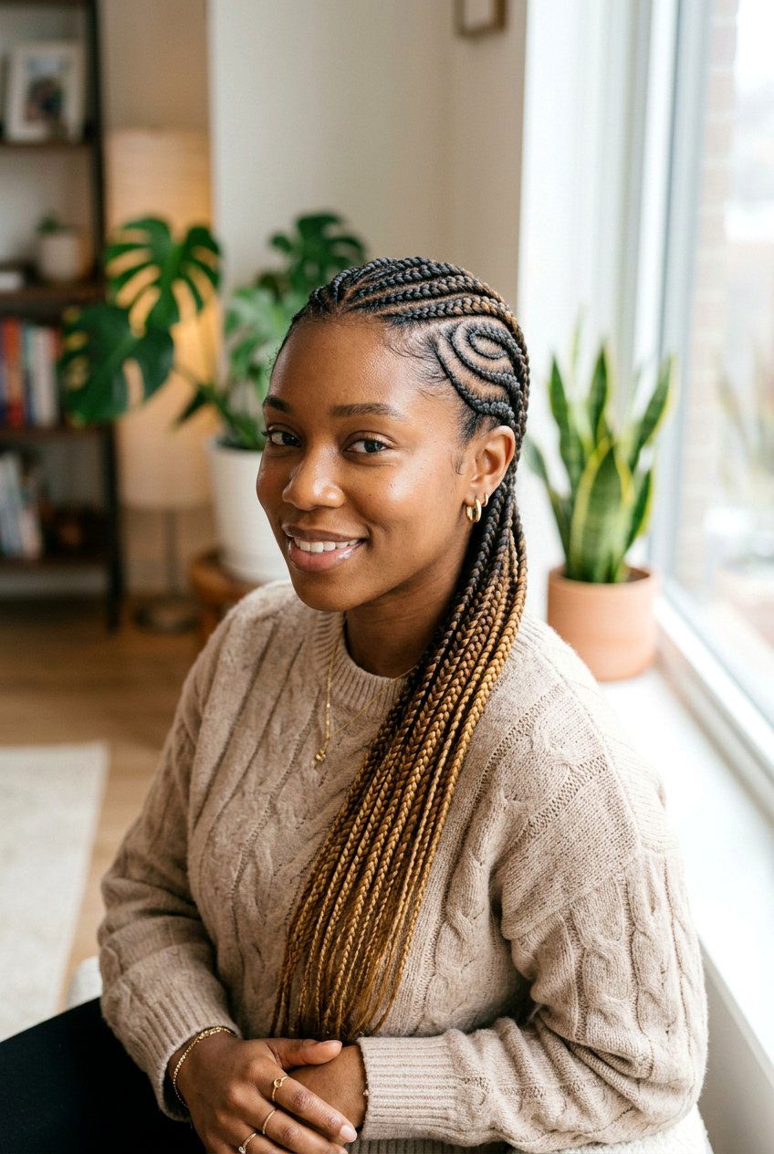 Ombre Curved Braids - 20 curved cornrow braid styles - 20 curved cornrow braid styles