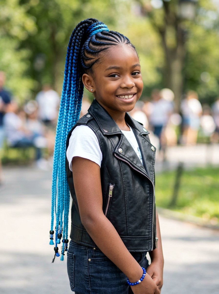 Ombre Extension Cornrow Ponytail - 20 kids cornrow ponytail styles - 20 kids cornrow ponytail styles
