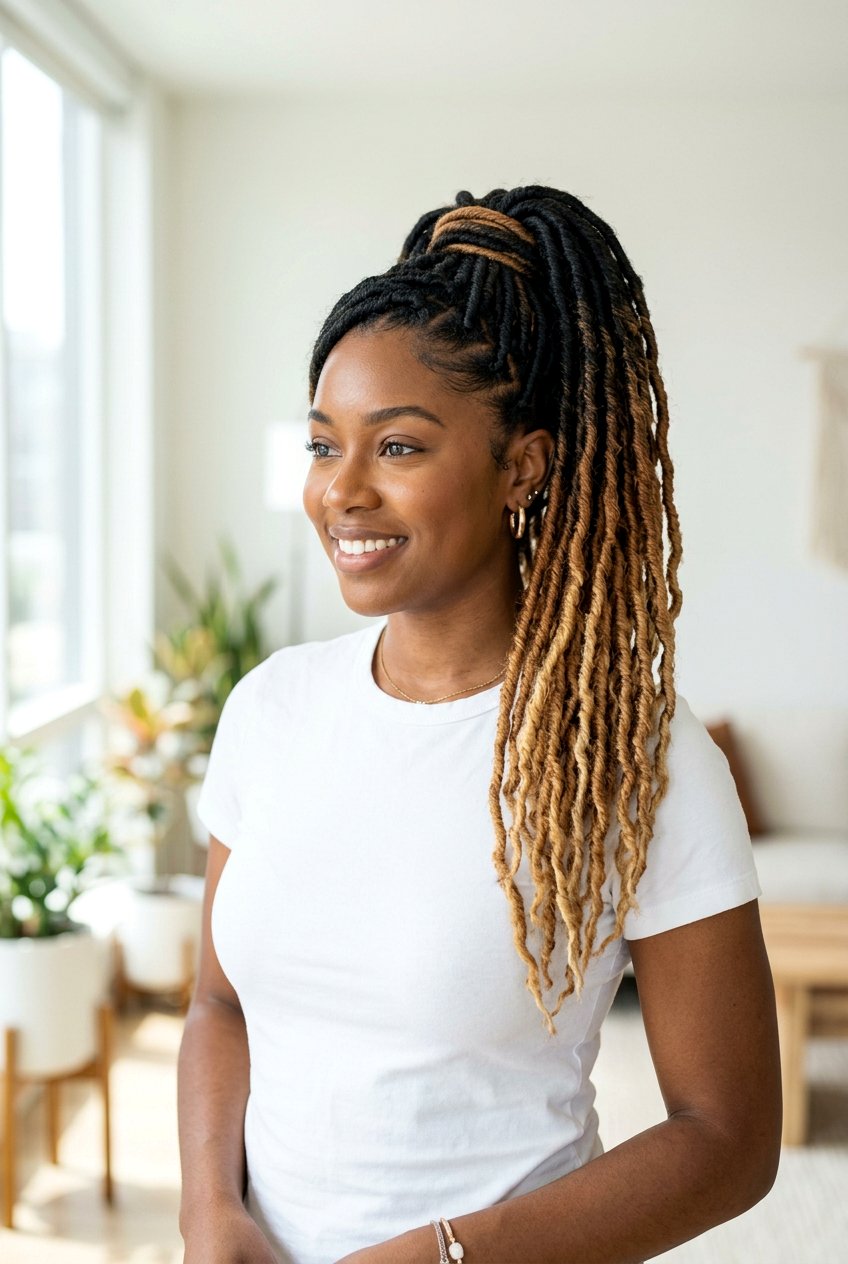 Ombre Faux Loc Ponytail - 20 faux loc ponytail hairstyles - 20 faux loc ponytail hairstyles