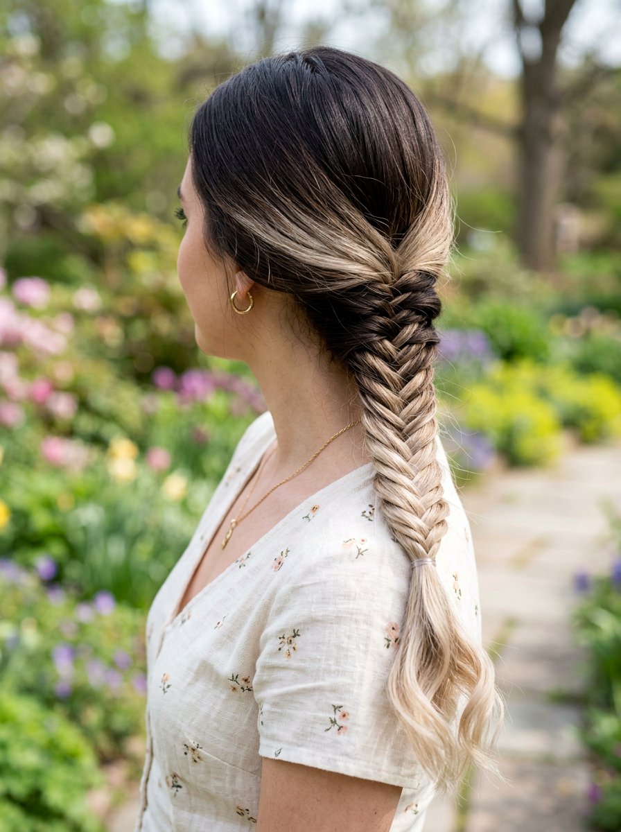 Ombre Fishtail Braid - 20 fishtail braid hairstyle for long hair - 20 fishtail braid hairstyle for long hair