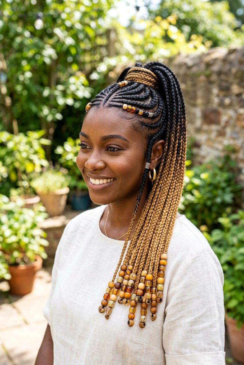 Ombre Fulani Braids Ponytail With Beads - 20 fulani braids ponytail with beads - 20 fulani braids ponytail with beads