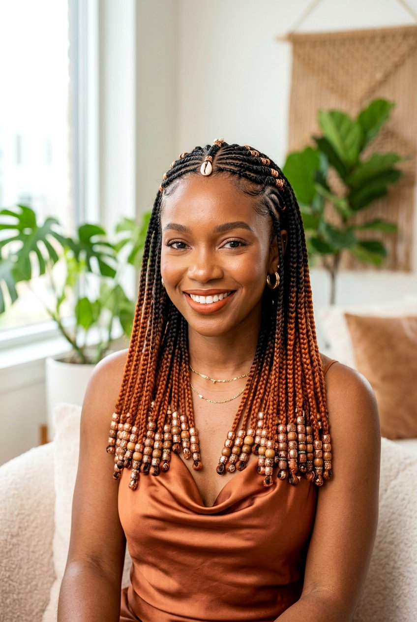 Ombre Fulani Braids With Beads - 20 fulani braids with beads - 20 fulani braids with beads