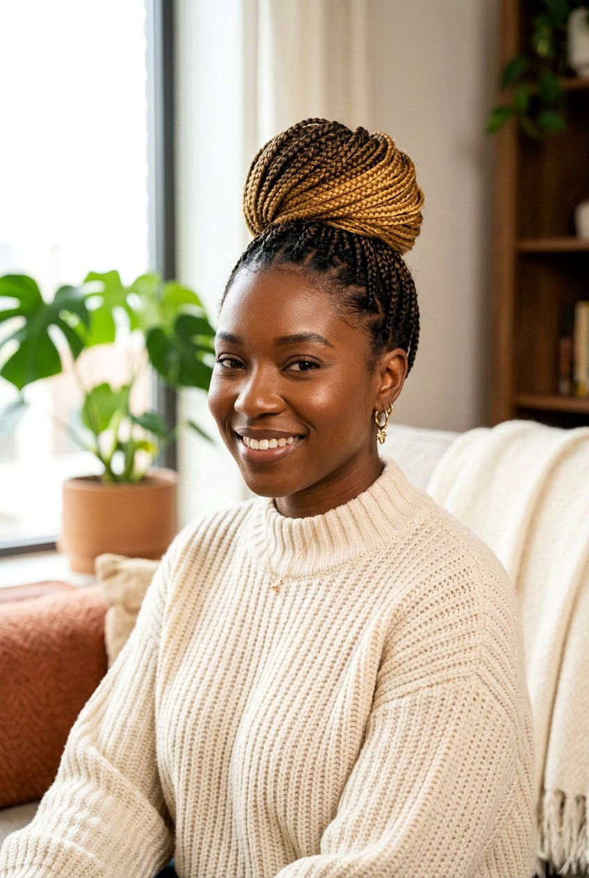 Ombre Knotless Braids Bun - 20 knotless braids bun for women - 20 knotless braids bun for women