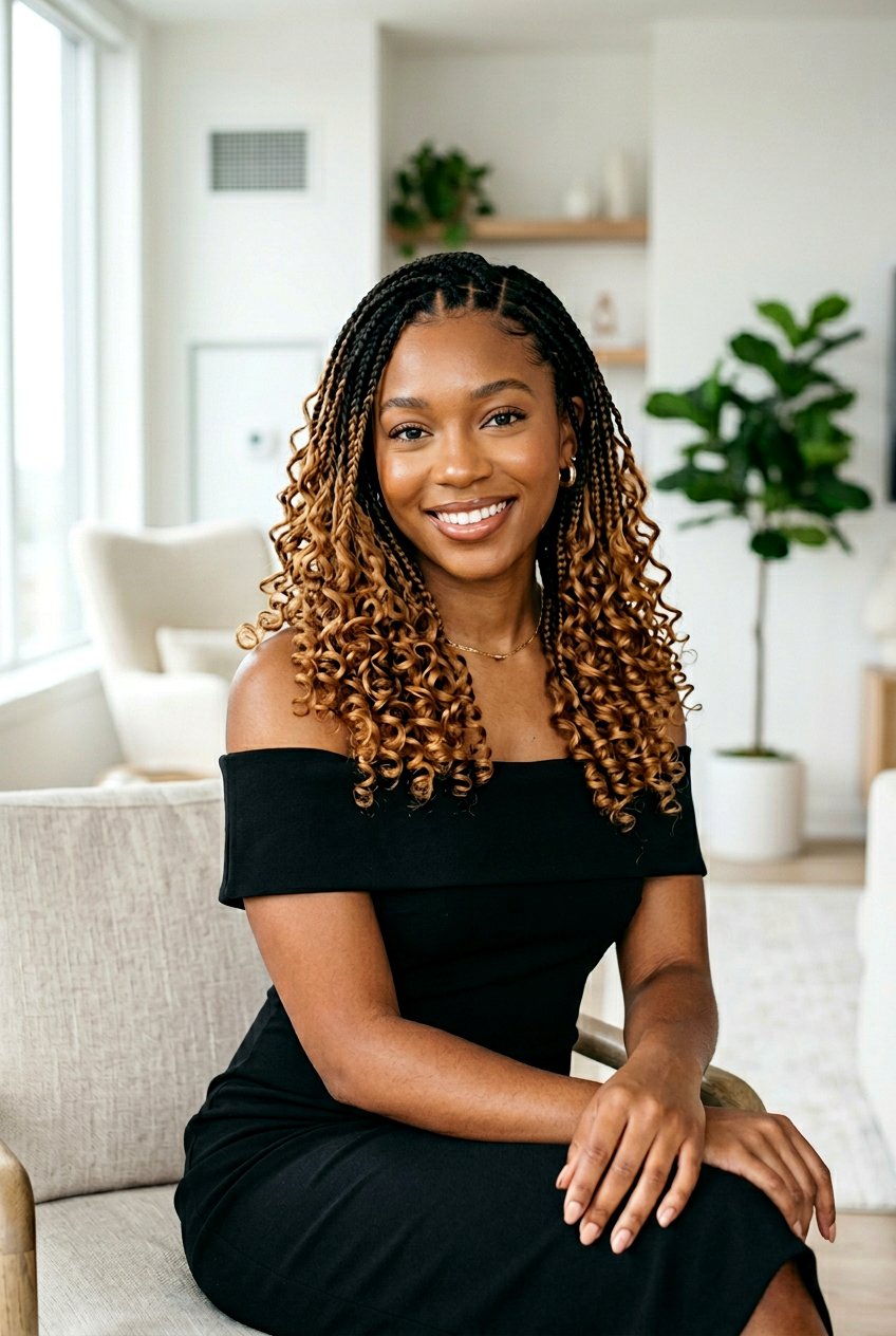 Ombre Knotless Braids Shoulder Length With Curls - 20 shoulder length knotless braids with curls - 20 shoulder length knotless braids with curls