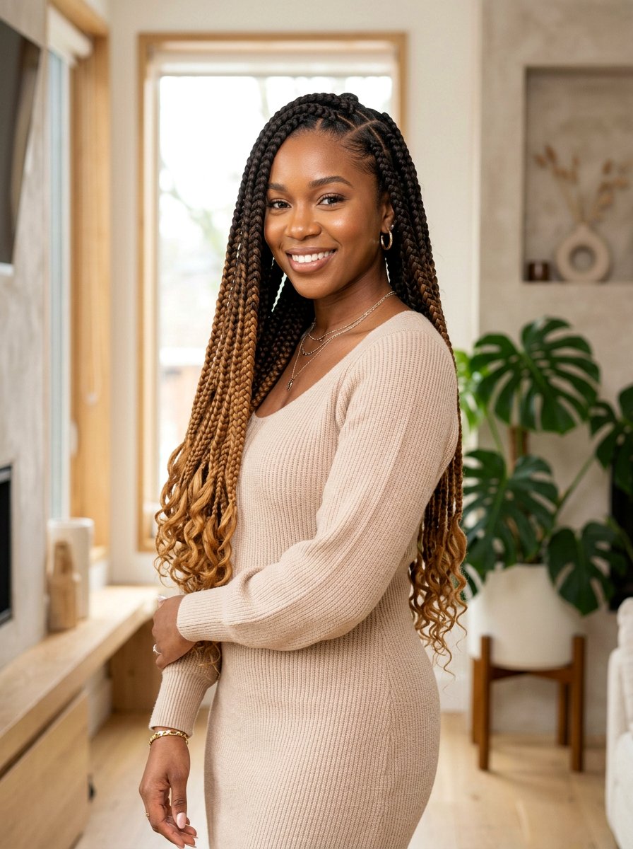 Ombre Large Knotless Braids - 20 large knotless braids hairstyles - 20 large knotless braids hairstyles