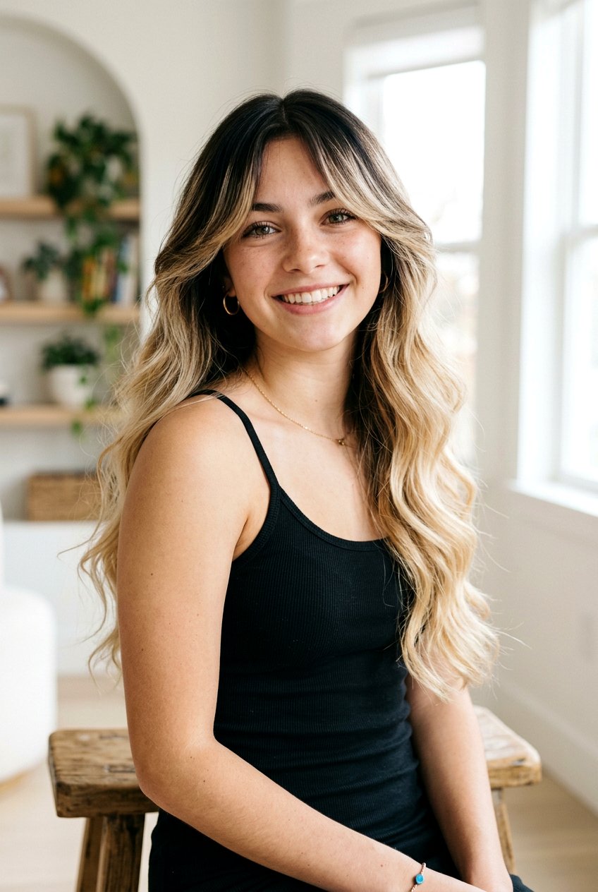 Ombre Long Hair With Curtain Bangs - 20 long haircut for teenage girls with curtain bangs - 20 long haircut for teenage girls with curtain bangs