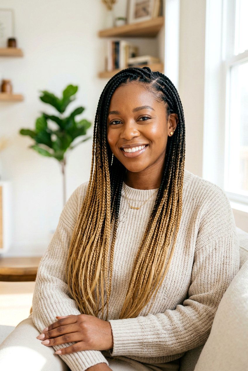 Ombre Medium Knotless Braids - 20 medium knotless braids styles - 20 medium knotless braids styles