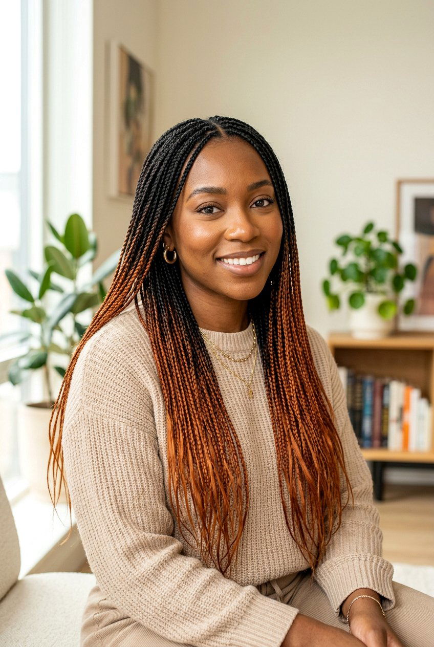 Ombre Mini Braids - 20 mini braids on natural hair - 20 mini braids on natural hair