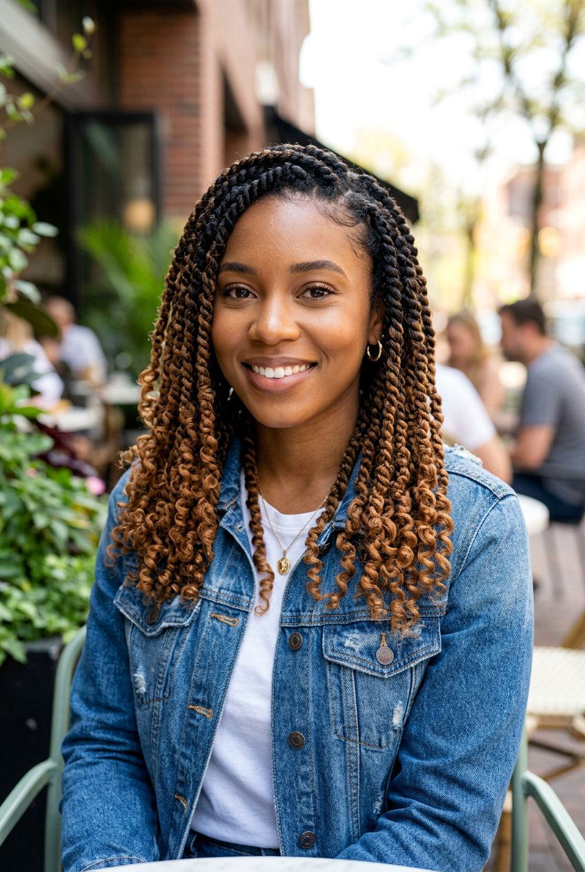 Ombre Passion Twists With Curly Ends - 20 passion twists with curly ends - 20 passion twists with curly ends