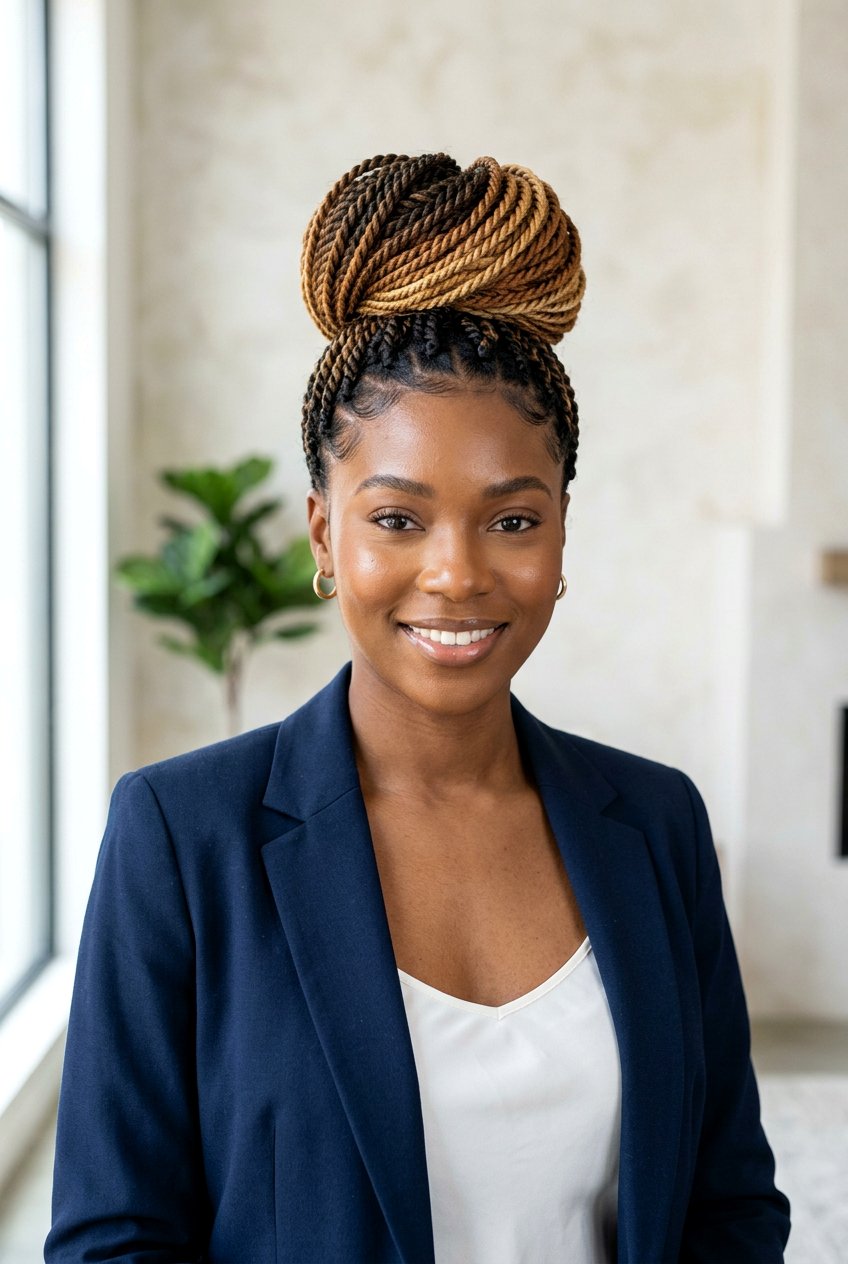 Ombre Senegalese Twist Bun - 20 senegalese twists bun for women - 20 senegalese twists bun for women