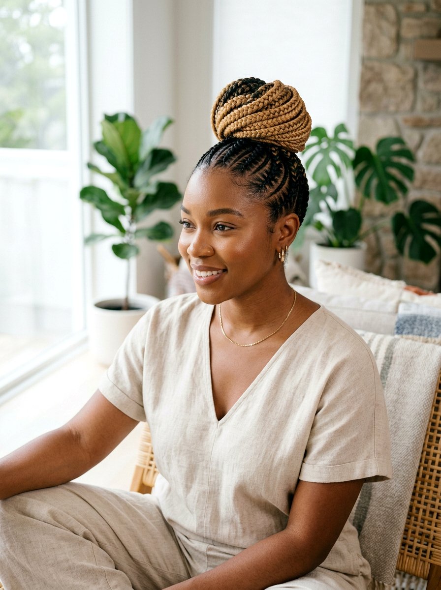 Ombre Stitch Braid Bun - 20 stitch braids into bun - 20 stitch braids into bun