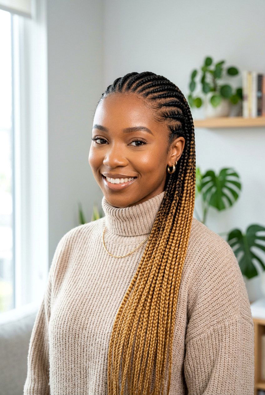 Ombre Straight Back Braids - 20 braided straight back styles for women - 20 braided straight back styles for women